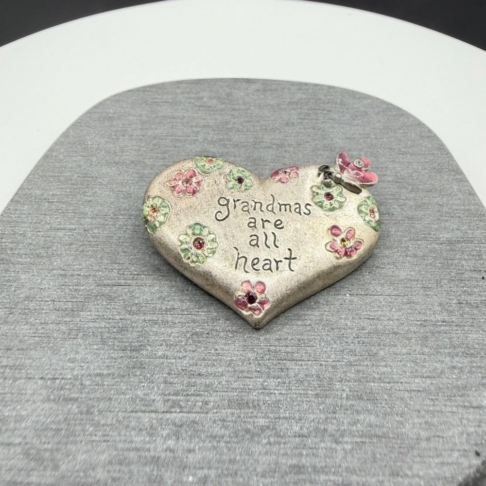 GAIMO Grandmas Are All Heart Floral Rhinestone Butterfly Heart Brooch Pin Gift